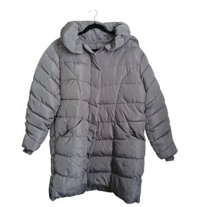 Steve Madden Gray Puffer Coat Womens Plus Size 2X Long Quilted Winter Jacket